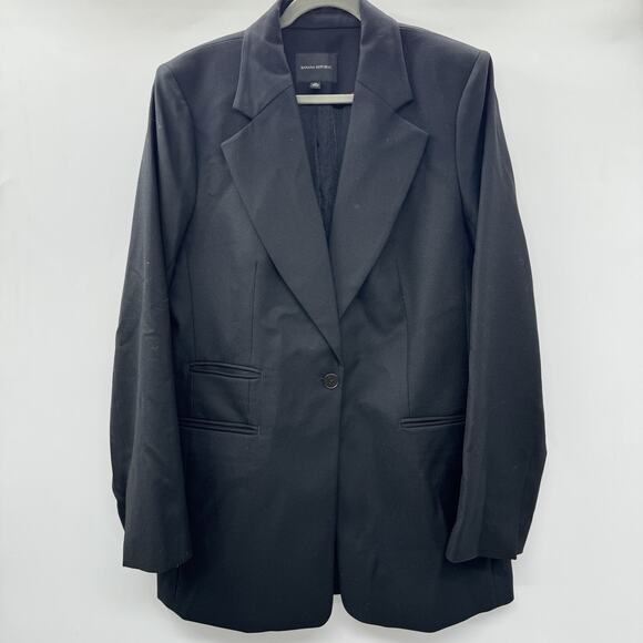 Banana Republic Sculpted Fit Italian Wool Blazer Sz 16L Tall Black Corporate - Picture 4 of 16